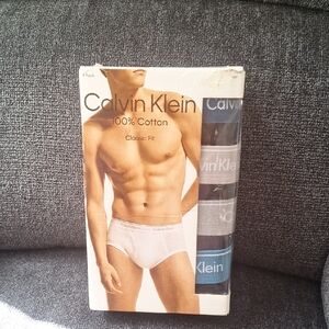 Calvin Klein Men’s Briefs Pack in White, Gray, Black and Blue